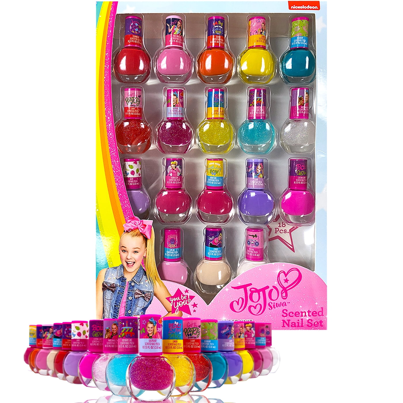 Jojo Siwa Colorful Fruity Scented Peelable Nail Polish Set, 18 Pieces