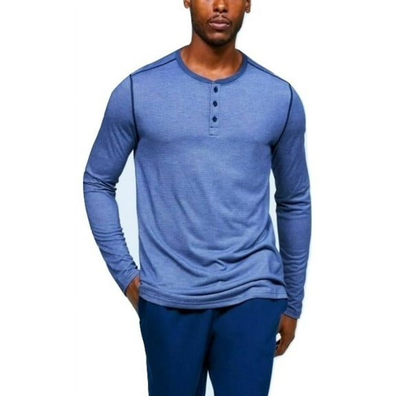 Under Armour Men's 3 Button Long Sleeve Blue Small Henley Shirt 1298403-400