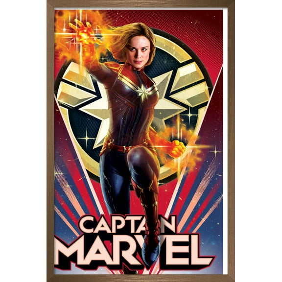 Marvel Cinematic Universe - Captain Marvel - Heroic Wall Poster, 14.725" x 22.375", Framed