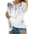 thumbnail image 2 of Royisotas Casual Women Plus Size Tops Summer Floral Purple Long Sleeve Plus Size for Women Shirts Crew Neck Lace Splicing Fashion Loose Tshirts, 2 of 4