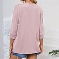 thumbnail image 6 of Summer Fashion Plus Size 3/4 Sleeve Tops for Women Round Neck Patchwork Lace Sleeves Solid Color, 6 of 6