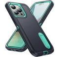 thumbnail image 1 of Feishell Case for Apple iPhone 15 Pro Max,Heavy Duty 3 Layer Military Protection with Hidden Kickstand Shock Resistant Armor Hybrid Bumper Rugged Rubber Phone Cover,Darkblue+Mint, 1 of 16