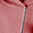 thumbnail image 4 of Sherpa Jacket for Women Split Hem Cropped Zip Up Hoodie Coat Winter Casual Warm Fleece Fuzzy Hooded Outwear (XL, Pink), 4 of 6