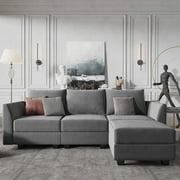 HONBAY Modular Sectional Sofa L Shape Couch with Reversible Chaise for Living Room, Grey