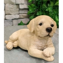 Lifelike Adorable Labrador Puppy Dog Lying On Belly With Crossed Arms Figurine