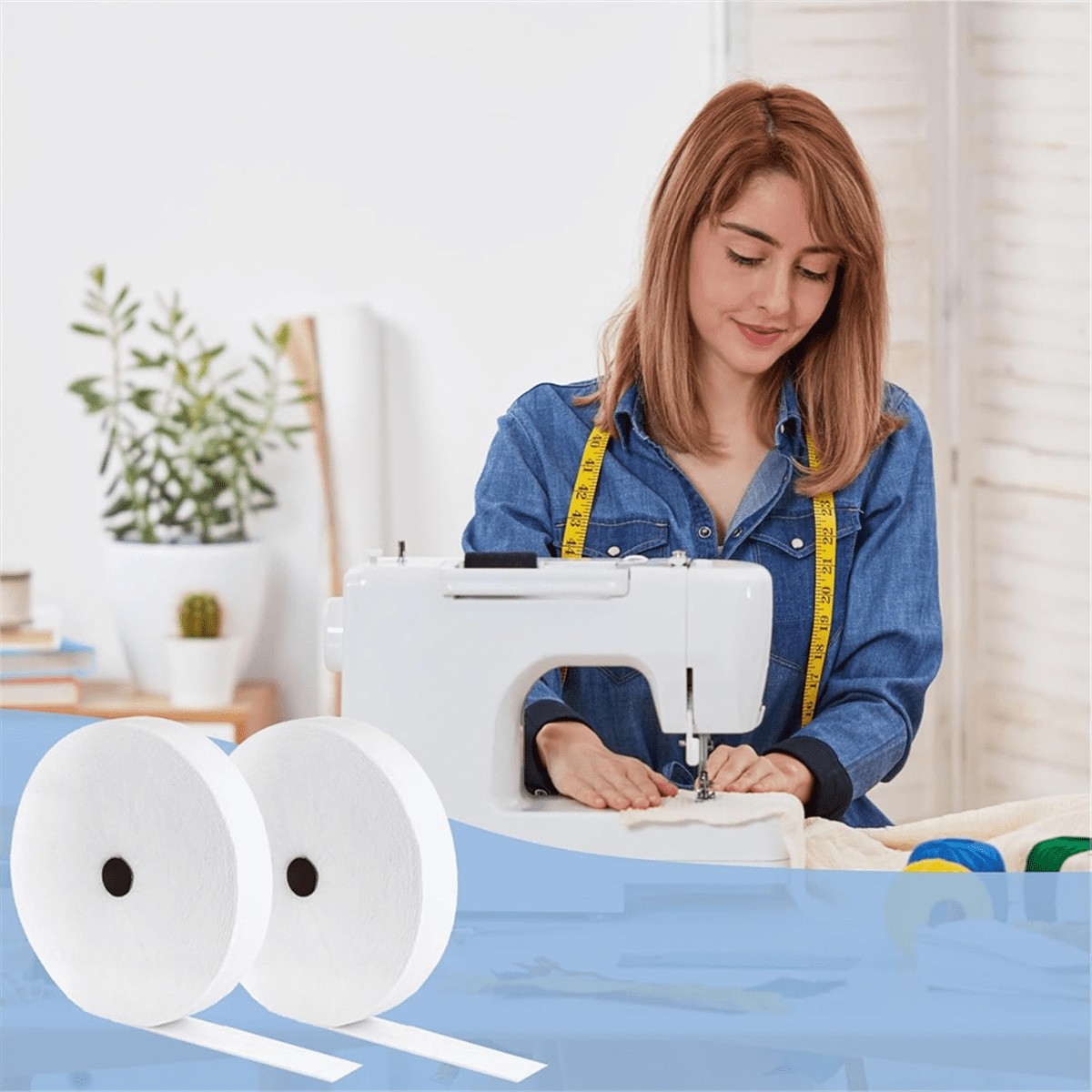 3Rolls JellyRoll Batting Strip 2 1/4 Inch Total 150 Yards Cotton Blend Batting on A Roll,Flexible Quilt Batting for Rugs