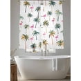 thumbnail image 6 of Palm Trees Semi Sheer Curtains 63 Inch Length 2 Panels Set, Watercolor Tropical Flamingo Summer Sheer Kitchen Curtain Privacy Voile Window Curtain for Living Room Bedroom Rod Pocket Drapes, 6 of 7