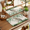 thumbnail image 2 of Easter Rabbit Placemats Set of 8, Spring Watercolor Bunny Leaf Grass Linen Texture Heat Insulated Linen Place Mats, Washable Stain-Proof Table Mats for Dining Tables Holiday Decor 13x19 Inches, 2 of 9