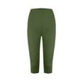 thumbnail image 7 of Women's Low Rise Yoga Pants - Slim Fit 3/4 Length Hip Lift Stretchy Leggings for Workout & Lounge ,Army Green,L, 7 of 7