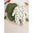 thumbnail image 2 of Bagilaanoe 2 Packs Newborn Baby Boys One-pieces Print Long Sleeve Jumpsuits 3M 6M 9M 12M 18M Infant Romper Casual Clothing, 2 of 8