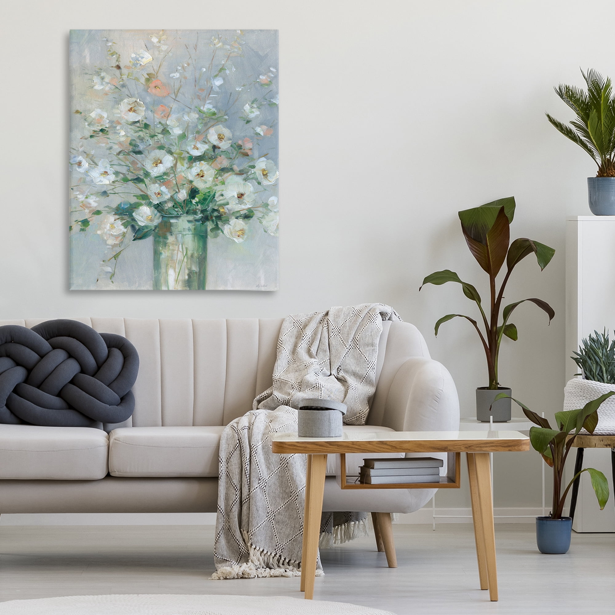 Stupell Industries Delicate White Blossoms Impression Canvas Wall Art, design by Sally Swatland