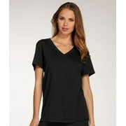 Hue BLACK Women's Solid V-Neck Short Sleeve PJ Tee, US X-Large