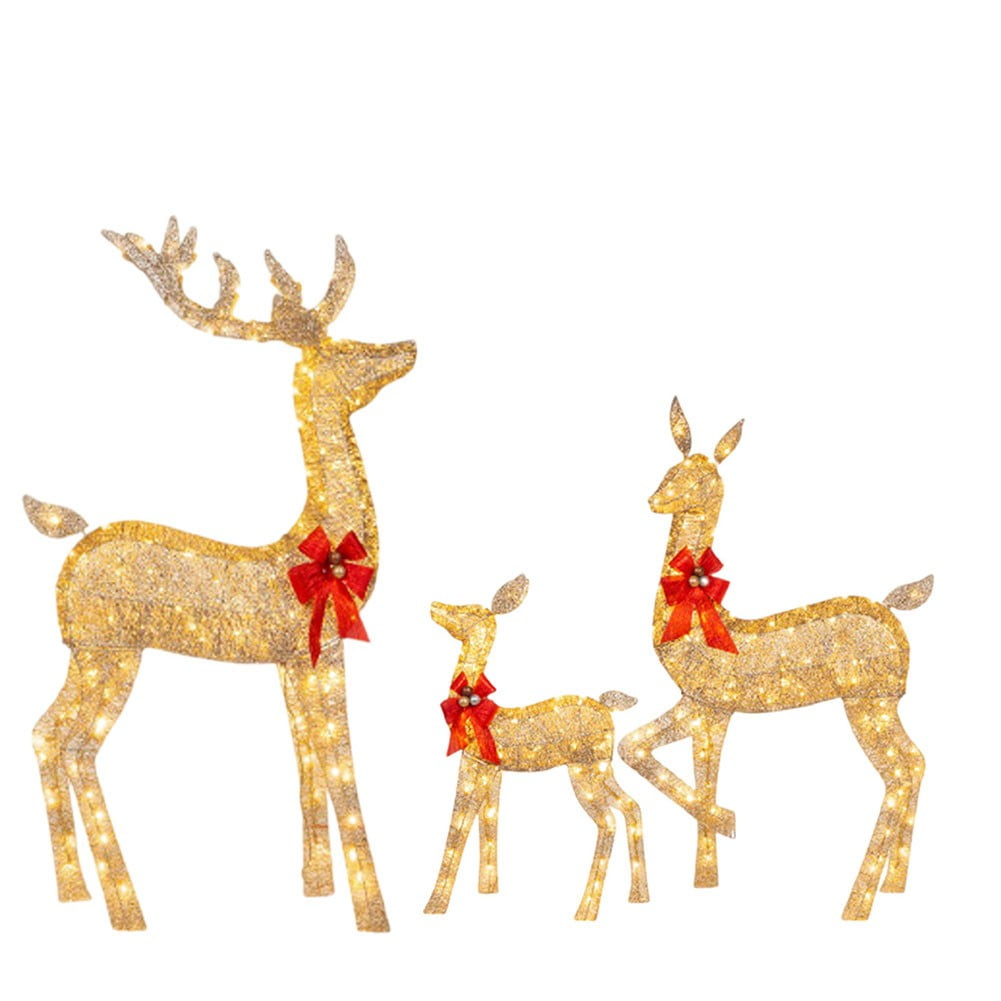 3Pcs LED Lighted Holiday Deer Family, Christmas Deer Lightings for