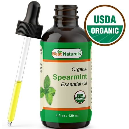 Best Naturals Certified Organic Spearmint Essential Oil with Glass Dropper Spearmint 4 FL OZ (120 (Best Natural Oil For Face)