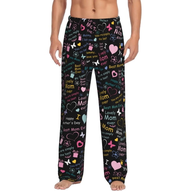 Balery I love you Mom Pantalones de pijama para hombre, pijama ultraligero, pantalón de descanso-XX-Large