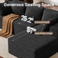 thumbnail image 3 of Sectional Sofa, Asofer 105" L-Shape Modular Couch With Corduroy Fabric for Living Room, Free Assembly, Black (Right Facing Chaise), 3 of 10