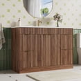 thumbnail image 2 of ASTUVIA 48" Fluted Bathroom Vanity Cabinet with 4 Drawers,Bathroom Vanity with Sink and Soft-Close Doors,Freestanding Bathroom Sink Cabinet,Brown, 2 of 10