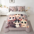 thumbnail image 3 of Feelyou Cute Funny Kitten Twin Bedding Sets 7-Piece for Child, Kawaii Cat Bedding Comforter Set, Cartoon Animal Theme Reversible Sheet Sets, Super Cozy Room Decor, 3 of 9