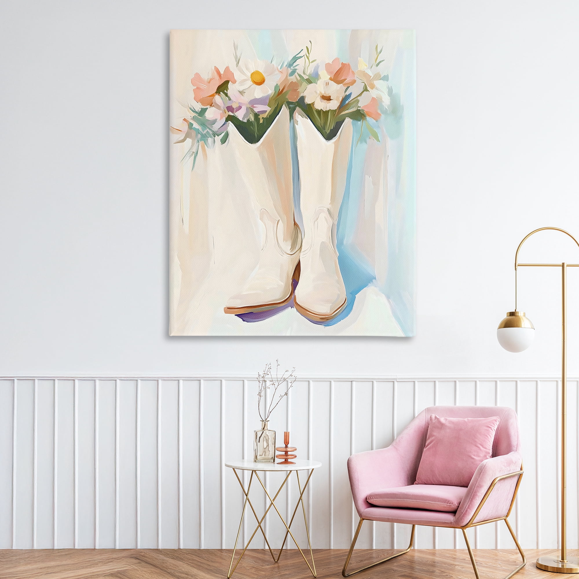 Stupell Industries Floral White Cowgirl Boots Canvas Wall Art, design by The Prints Vibe