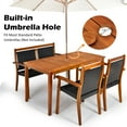 thumbnail image 4 of Gymax 4PCS Patio Dining Set Acacia Wood  Rattan Furniture Set w/ Umbrella Hole, 4 of 10