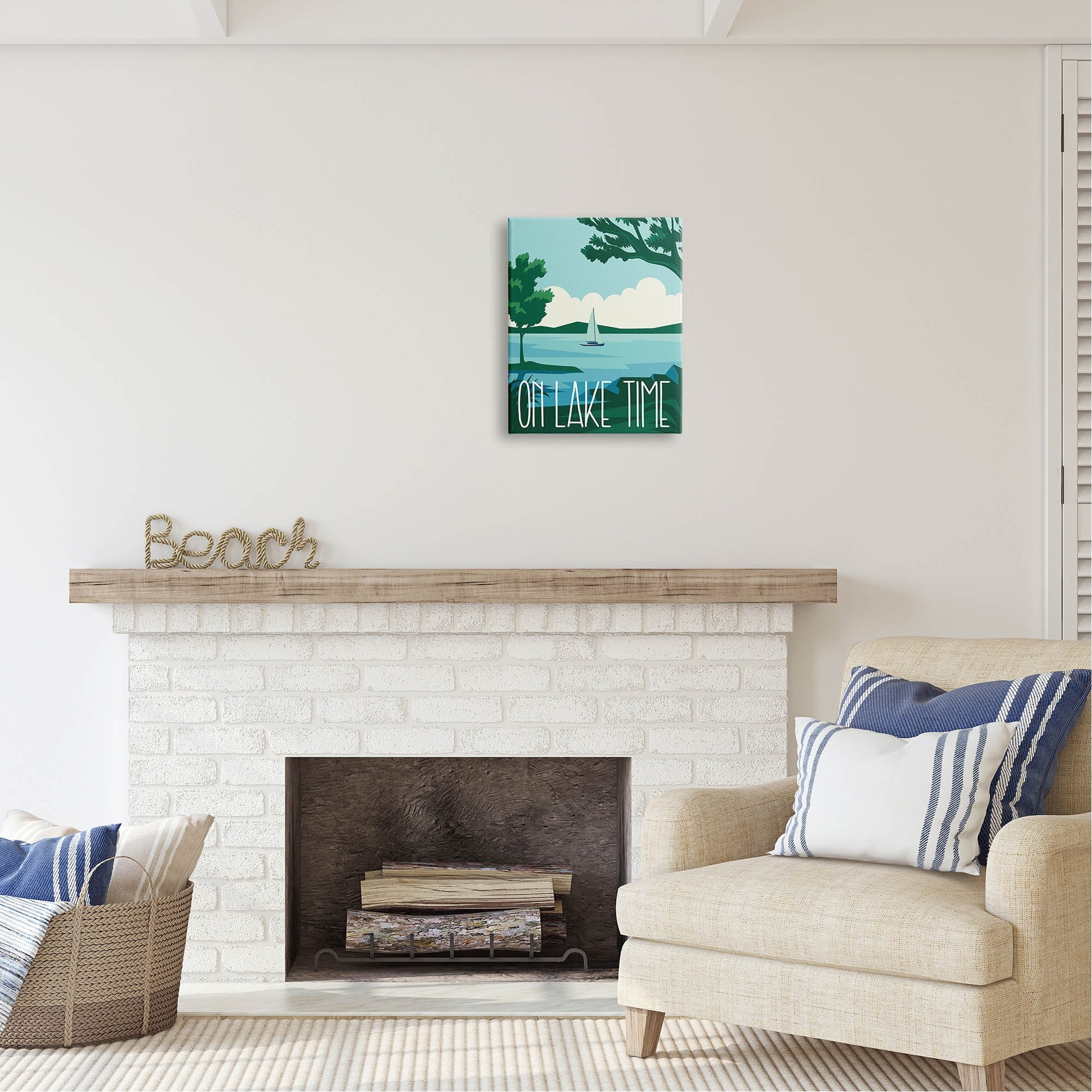 Stupell Industries On Lake Time Modern Nature Scenery Coastal Painting Gallery Wrapped Canvas Print Wall Art