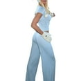 thumbnail image 3 of Conjunto de Dos Piezas para Mujer, Estilo Casual, Ideal para Estar en Casa. Incluye Top de Larga Ligeramente Corto y Pantalón de Pierna . Azul - Corto S, 3 of 6