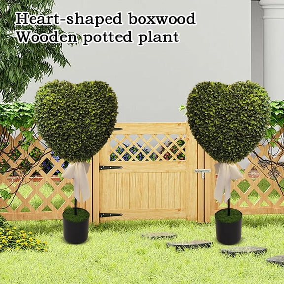 Artificial Heart Topiary Outdoor - Heart Shaped Topiary Trees, Easer Valentine's Day Potted Uv Protected Heart Shaped Boxwood Topiary Faux Plants And Trees Holiday Decoration