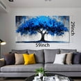 thumbnail image 5 of HFDF Blue Wall Art Large Tree of Life Wall Art for Livg Room Bedroom Office Bathroom Modern Canvas Prts Blue and Grey Picture 14x11inch Framed, 5 of 6