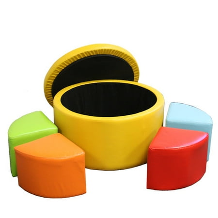 13.5" Yellow Storage Ottoman with 4 Seating