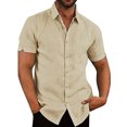 thumbnail image 1 of Camiseta con botones para hombre, camiseta de manga corta para hombre, camisa de cuello vuelto para hombre, camiseta con botones en la parte delantera para hombre, diseño fácil de usar, 1 of 2