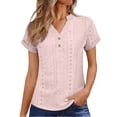 thumbnail image 4 of Vinsonshop Short Sleeve Eyelet Tops for Women Eyelet Embroidery Blouses Tunic Tops Eyelet Tees Embroidered Tops Travel Clothes Summer Shirts Summer Tops Going Out Outfits (S-5XL), 4 of 9