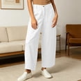 thumbnail image 7 of Wide Leg Cotton Pants for Women Zipper Front Straight Dress Pants Business Casual Summer Trousers with Pockets, 7 of 7