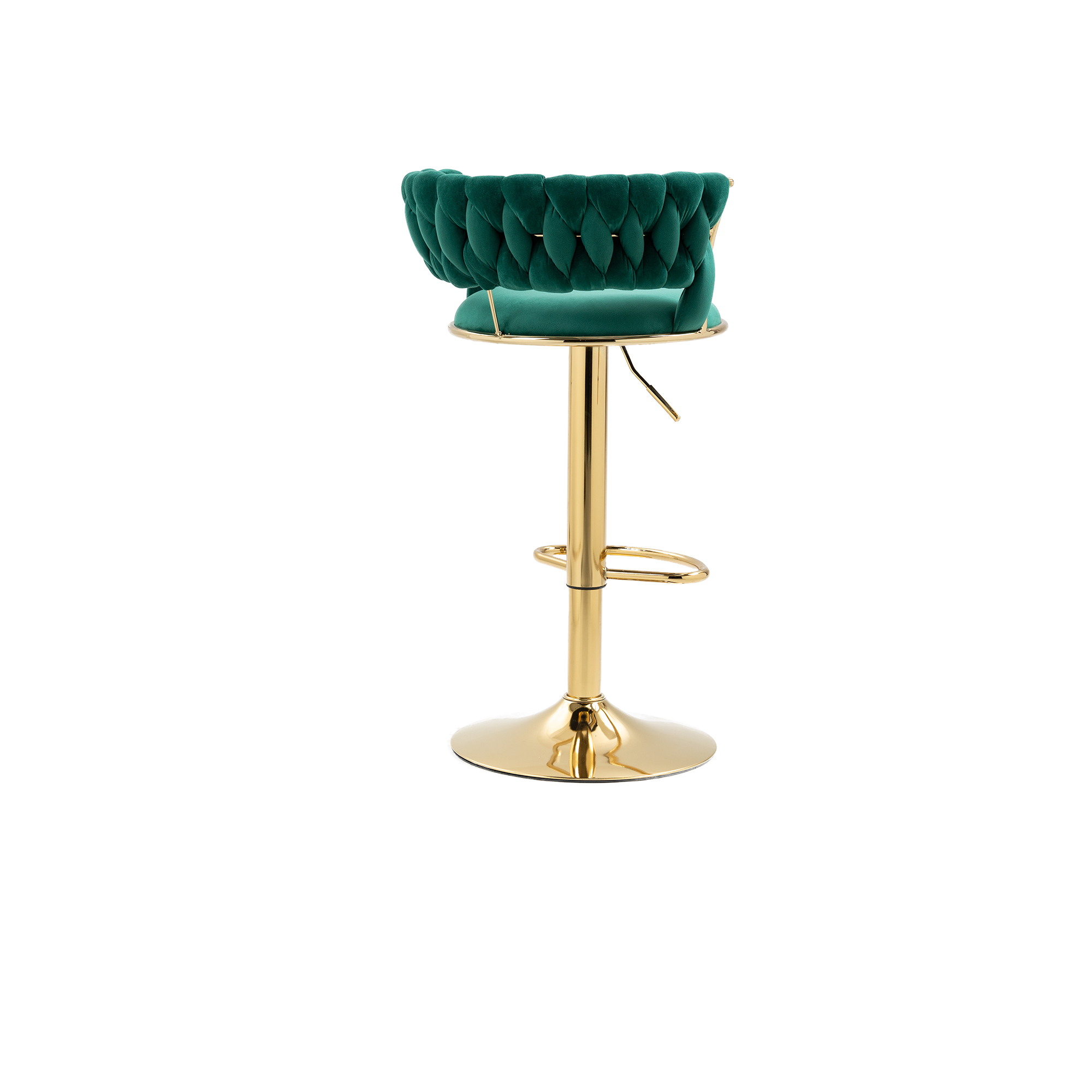 MOONMISS Velvet Swivel Bar Stools Set of 2, Adjustable Counter Height Bar Stool with Woven Back, Upholstered Kitchen Dining Chairs, Modern Barstools for Kitchen Island, Cafe, Pub, Bar Counter(Emerald)