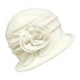 thumbnail image 3 of XIAOCHA Mens Rose‑Floral Cloche Hat Solid Daily Hat Outdoor Casual Hat,White, 3 of 3