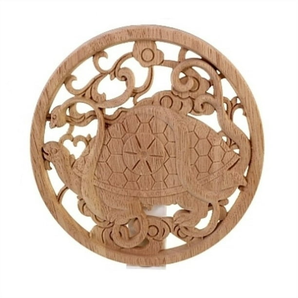 Flor de madera con tallado de madera apliques de china muebles de la puerta decorativa de la puerta de la puerta del gabinete de la corona de la vendimia decoración del hogar
