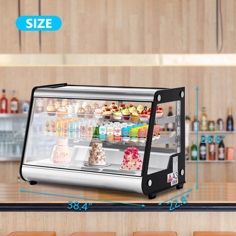 TROPOW Commercial Display Refrigerator, Countertop Refrigerated Display Case with LED Lighting for Bakery, Cafe