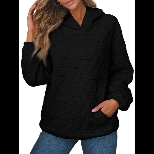 Sudadera con Capucha para Mujer, Sudadera de Larga, Holgada y con Bolsillos. Negro M