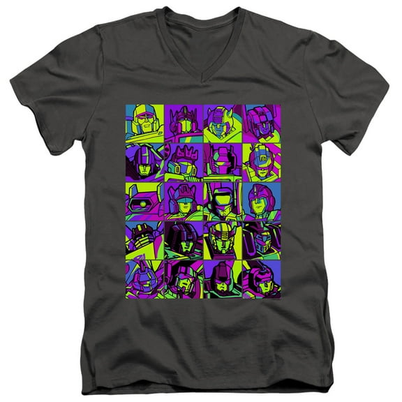 Transformers Transformer Squares S/S Adult V-Neck T-Shirt 30/1 T-Shirt Charcoal