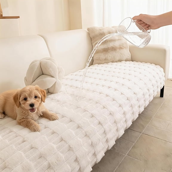 Waterproof Dog Couch Cover, Plush Washable Pet‑Friendly Slipcover, Non‑Slip Durable Protector for 3‑Cushion Sofa, 35*71inch