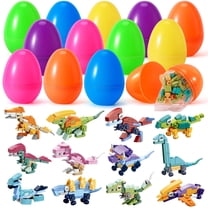 Ayieyill 12Pcs Pre Filled Easter Eggs with Dinosaurs Building Blocks, Egg Surprise Toys for Easter Basket Stuffers, Colorful