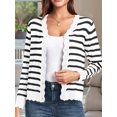 thumbnail image 2 of Women Cardigan Sweaters Long Sleeve Casual Light-Weight Button Down V-Neck Fall Sweater White  XL, 2 of 7