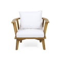 thumbnail image 4 of CARZZI LIFE Outdoor Acacia Wood Patio Club Chair, Modern Deep Seating Garden Armchair with Waterproof Thick Cushions, Teak Finish Wooden Furniture for Backyard & Balcony, 400lbs Capacity, White, 4 of 8
