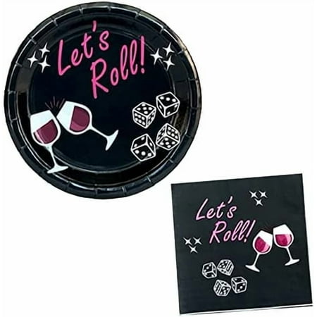 Bunco Party Supplies - Plates and Napkins - Perfect For Bunco Night, Game Night, Casino Night, and Cocktail Parties - 24 Plates and Napkins$$Home Decor, Kitchen, & Other