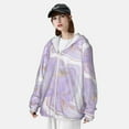 thumbnail image 5 of Balery Lavender Glitter Foil Stripes Men's Women's UPF 50+ Sun Protection Lightweight Hoodie Performance Long Sleeve Shirt for Fishing Running-Medium, 5 of 9