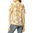 thumbnail image 4 of MODA NOVA Juniors Floral Ruffled Short Sleeve Ruffle Neck Casual Blouses, 4 of 7