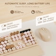 thumbnail image 6 of Wireless Keyboard and Mouse Combo Latte, Retro Round Keycaps, Full Size with Detachable Wrist Rest, 2.4G for PC Mac Windows, 6 of 8