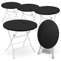 MoNiBloom 2.6Ft Round Bi-Fold Table Set of 5, Portable Plastic Commercial Card Table for Indoor Outdoor, No Assembly, Balck