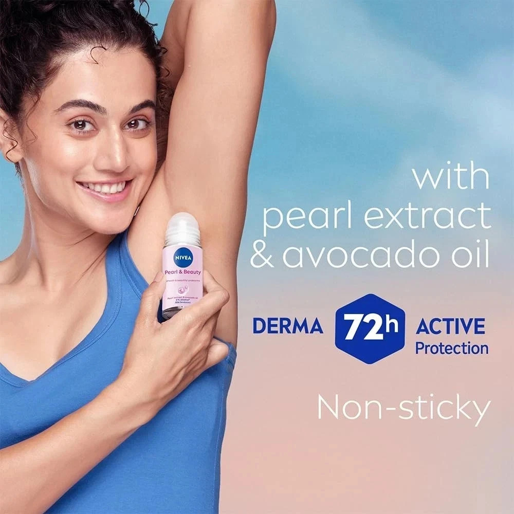 NIVEA Pearl & Beauty Daily Use Alcohol-Free Antiperspirant Deodorant Oils with Pearl Avocado Oil, Floral, 1.7 oz, 6 Pack