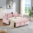 thumbnail image 2 of Yesurprise 54.7" Futon Sofa Bed, Convertible Sleeper Sofa with 3 Lengths, Modern Velvet Adjustable Couch Loveseat, Pull Out Bed with USB Port Swivel Phone Holder for Bedroom, 2 of 7