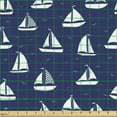 thumbnail image 2 of Ambesonne Nautical Fabric by the Yard Upholstery, Seagulls Sailboats Art, 1 Yard, Indigo White, 2 of 5